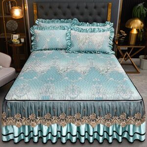 Your Warm Home Summer Ice Silk Cool Latex Summer Mat Sängkjol Tredelad Avtagbar Spets Överkast Luftkonditioneringsmatta 200*220cm 3pcs