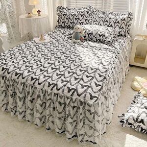 Your Warm Home Ny bomullsspets quiltad fjäderlakan sängkjol Tredelad spetsöverkast i prinsessstil 180*220cm 1pcs