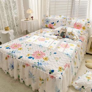 Your Warm Home Ny bomullsspets quiltad fjäderlakan sängkjol Tredelad spetsöverkast i prinsessstil 180*200cm 3pcs