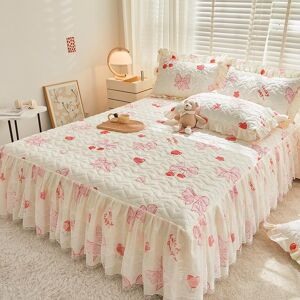 Your Warm Home Ny bomullsspets quiltad fjäderlakan sängkjol Tredelad spetsöverkast i prinsessstil 180*200cm 1pcs