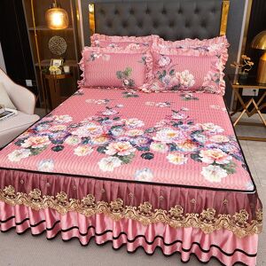 Your Warm Home Summer Ice Silk Cool Latex Summer Mat Sängkjol Tredelad Avtagbar Spets Överkast Luftkonditioneringsmatta 150*200cm 3pcs