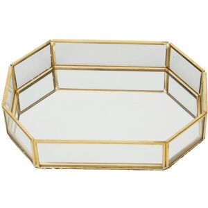 OutsideWorld Oktagonal Förvaringslåda Mini Guld Geometri Smycken Halsband Dessertkorg med Flanell 20x14x4cm