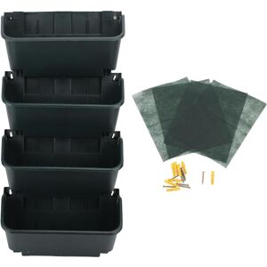 TOMTOP JMS Vertikal Väggplanteringslåda Set Plast Andningsbar Utrymmesbesparande 4 Krukor Hängande Vertikal Väggblomkruka