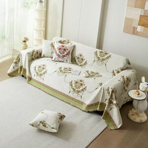 Your Warm Home Hållbar Soffhandduk Universellt Stolsöverdrag Repskyddande Kudde Sofföverdrag för 3-sitssoffa Filt Överdrag Retro Dekor 180X130cm grön