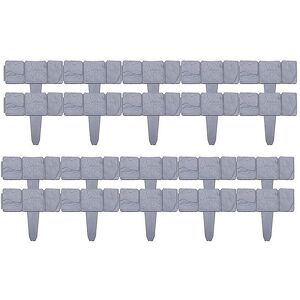 Meterk Trädgårdsstaket Kant Plast Sten Effekt Rabatt Gräs Gräsmatta Växt Dekorativa Kantpaneler 10ST