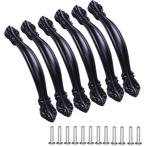 Vintage Skåpshandtag - 6 st, Svart, Antika Båghandtag, 64 mm Hålcentrum