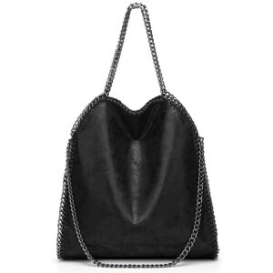 Axelväska dam kedja lyx handväska kedja mjuk väska crossbody väska dam handväska Svart-WELLNGS‘-PO