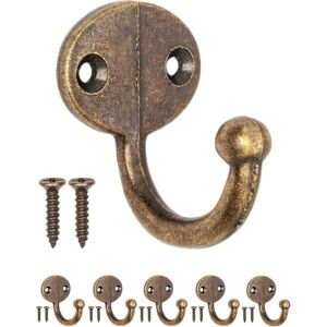Set med 5 antika klädkrokar, handdukskrokar, järnkrokar, väggkrokar, design i bronsmässing