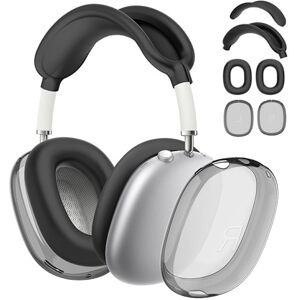 Skyddsset för AirPods Max, skyddsfilm för huvudband + TPU-skyddsfilm + silikonöronkuddar, svettsäkra tillbehör (svart)[YJD]