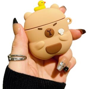 1 st Fodral Kompatibelt med 2024 Airpods 4, Sött Kawaii Capybara Design Fodral, Trendiga Portabla Hörlurstillbehör
