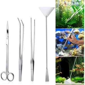 Rostfritt akvarieverktygssats med 4 delar, pincett, sax, spatel för vattenväxter, akvarietillbehör, aquascaping-verktyg för akvarium - Xin