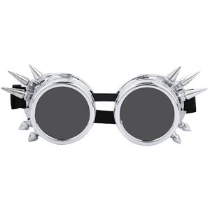 Vintage Spiked Steampunk Goggles Cosplay Glasögon Dubbel Lager Vindtät (ljus silver)