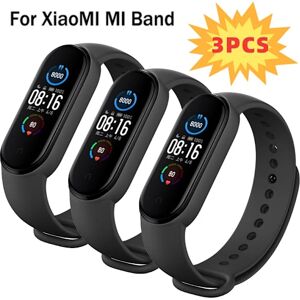 3st kompatibla med Mi Band 7 6 5 4 3 Armband Xiaomi Mi Band Rem Silikon Sport Ersättningsarmband Smartwatch Tillbehör svart 3PCS Mi band 7