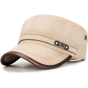 Flat Top Keps, Bomullsbaseballkeps, Klassisk Enkel Vintage Armé Militär Kadett Stil Bomullskeps Hatt, Justerbart Metallspänne Klassiska Kepsar - Beige Färg