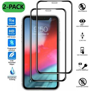 Megabilligt 2-Pack iPhone 12 HD Skärmskydd Kolfiber Härdat Glas svart