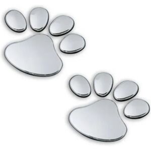 5 par Bear Dog Paw Animal Footprint 3D-bilklistermärken för bildekoration Silverfärg