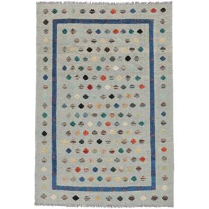 Handknuten. Ursprung: Afghanistan Kelim Nimbaft Matta Matta 200X293 Grön/Grå (Ull, Afghanistan)