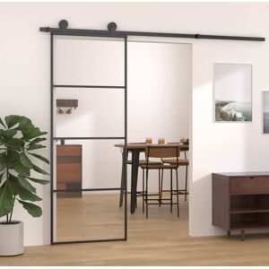 vidaXL Skjutdörr aluminium med ESG-glas 76x205 cm svart