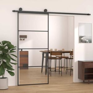 vidaXL Skjutdörr aluminium med ESG-glas 90x205 cm svart