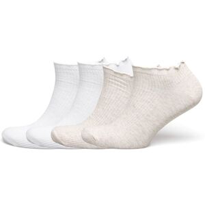 Sock Ankle 4 P Lettuce Edge Lingerie Socks Footies-ankle Socks White Lindex