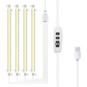 LED Plant Grow lights - Fullspektrum LED-ljus med Timerfunktion för inomhusodling, 4st LED-Lister, 33cm