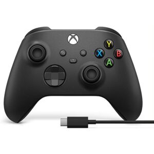 Microsoft Xbox X Wireless Controller Black + USB PC Cable (Xbox Series X)