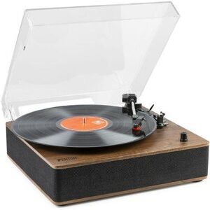 VInylspelare och skivspelare med högtalare Fenton RP161 retro skivspelare Bluetooth - Inbyggda högtalare - Stereo - Valnöt