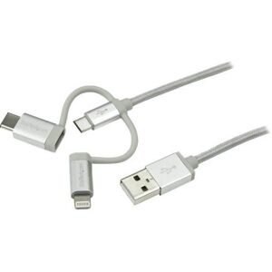 StarTech.com 1 m multikontakt USB-kabel - Lightning, USB-C, Micro USB (LTCUB1MGR)