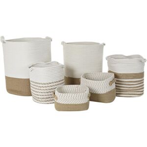 Korg - set DKD Home Decor Vit Bomull Jute (45 x 45 x 54 cm) (6 Delar)