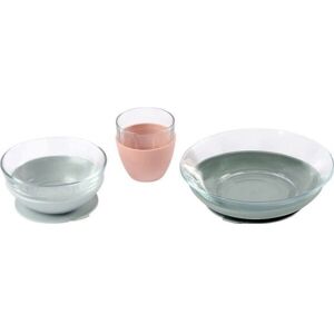 Beaba Set of tempered glass Duralex dishes with 4m eucalyptus rubber coasters + Beaba