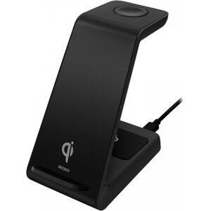 Deltaco 3-I-1 Trådlös Laddare, 15w, Usb-C, Qi - Svart