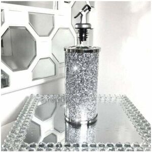 Fairmont Park Crushed Diamond Oil Olive Soap Dispenser Silver 15cm H X 7cm W X 7cm D