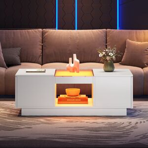 Metro LED Coffee Table With A Drawer & Remote Control White 32cm H X 100cm W X 50cm D