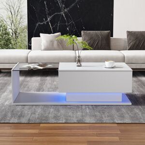 Metro LED Coffee Table With A Drawer & Remote Control White 44cm H X 100cm W X 50cm D
