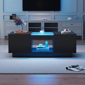 Metro LED Coffee Table With A Drawer & Remote Control Black 32cm H X 100cm W X 50cm D