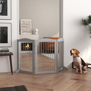 PawHut Free Standing Pet Gate Grey 80cm H X 154cm W X 30cm D
