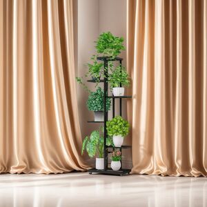 17 Stories Plant Stand, 7 Potted Indoor Tall Plant Holders, Corner Metal Tiered Plant Stands Black 108cm H X 41cm L X 22cm D