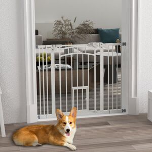 PawHut Wall Mounted Pet Gate White 74-100 cm
