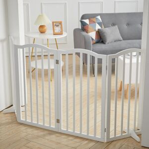 Archie & Oscar Rowley Wooden 4 Panel Foldable Free Standing Pet Gate White 82cm H X 46cm W