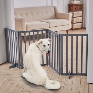 Archie & Oscar Liza 183.5cm Wide Free Standing Pet Gate Grey 60.5cm H X 183.5cm W X 1.8cm D