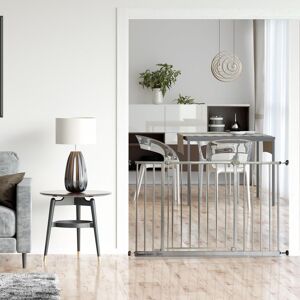 Latitude Run Extra Wide Hallway Dog Gate, Pressure Fit Pet Gate, Puppy Safety Barrier for Hallways and Wide Spaces, Easy Installation Grey 122-128 cm
