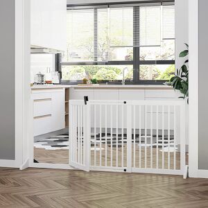 Archie & Oscar Free Standing Pet Gate Light Wood 61cm H X 204cm W X 30cm D
