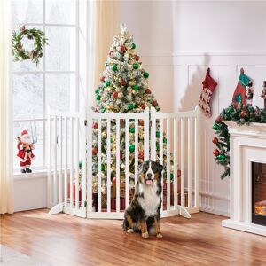 Yaheetech Wooden Freestanding Pet Gate White 90.5cm H X 151.5cm W