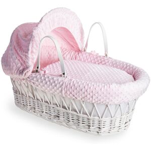 Clair De Lune Dimple Wicker Moses Basket Pink 26cm H X 29cm W X 66cm L