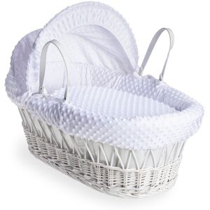 Clair De Lune Dimple Wicker Moses Basket White 26cm H X 29cm W X 66cm L