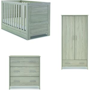 Obaby Nika Mini Cot Bed Nursery Furniture Set & Underdrawer Grey Wash 60 x 120 cm