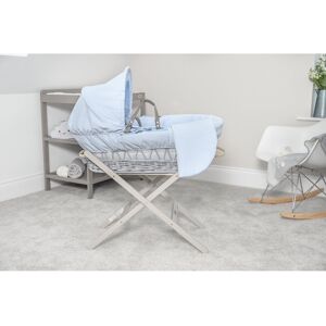 Clair De Lune Waffle Wicker Moses Basket Blue 26cm H X 29cm W X 66cm L