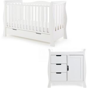 Obaby Stamford Luxe Cot Bed 2-Piece Nursery Furniture Set White 70 x 140 cm