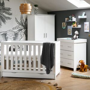 Obaby Nika 3 Piece Room Set & Underdrawer - White Wash White 70 x 140 cm