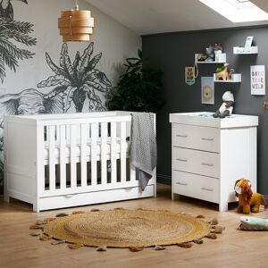 Obaby Nika 2 Piece Room Set & Underdrawer - White Wash White 70 x 140 cm
